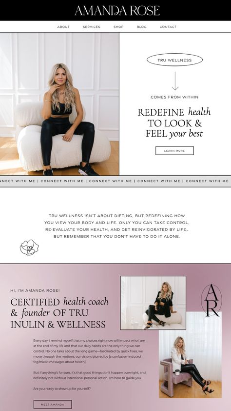 Website Design Inspiration Business, Feminine Web Design, Minimal Website Design, Model Website, Beautiful Website Design, Website Design Inspiration Layout, Fitness Website, Modern Website Design, Coach Website