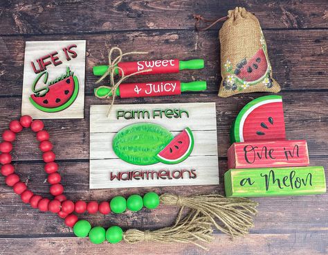 Diy Tray Decor, Watermelon Diy, Watermelon Crafts, Summertime Crafts, Watermelon Decor, Tiered Tray Diy, Amazon Influencer, Life Is Sweet, Beach Themed Party