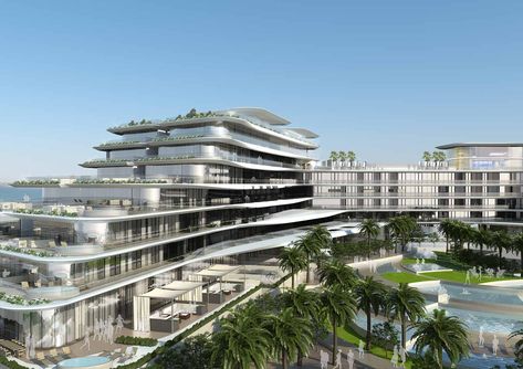 Dubai The Palm, Green Arch, Hotel Design Architecture, Beach Apartments, Hotel Facade, Cruise Terminal, Hotel Exterior, Hotel Concept, Hospital Design