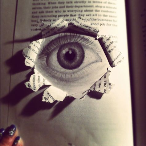 taped drawing of an eye to the back of a book page, then made a hole through the page Drawing Of An Eye, Eye Stencil, Bible Project, Eye Study, Realistic Eye Drawing, Book Cover Page, Moving Eyes, Gcse Art Sketchbook, Observational Drawing