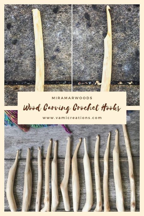 Looking to learn more about wood carving? Or do you want more information about Miramarwoods? Click through to find more amazing wooden crochet hooks by Miramarwoods (like these wooden crochet hooks above)! #woodcarving #handmadecrochethooks #crochethooks #handmadegifts Learn How To Carve Wood, Timber Art, Wood Knitting Needles, Hand Carved Crochet Hooks, Bamboo Crochet Hooks, Market Crafts, Wood Carving Tools Deepwoods Ventures Woodcarving Knives, Wood Crochet Hook, Wooden Crochet Hooks