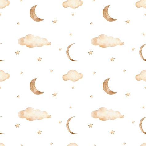 Premium Photo | Seamless pattern with moon clouds stars on a white background Drawing using watercolor techniqu White Background Drawing, Star Illustration, Moon Clouds, Background Drawing, Star Cloud, Business Card Maker, Poster Maker, Card Banner, Poster Invitation