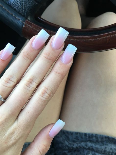 Props to my bestie for bomb ass nails #emfish 👌🏽 French ombré Flared Acrylic Nails, Long French Ombre Nails, Flare French Tip Nails, Square Flare Acrylic Nails, Flare Tip Nails, Ombre Nails Square Medium, Wide Acrylic Nails, French Ombre Nails Square, Ombré Nails Square