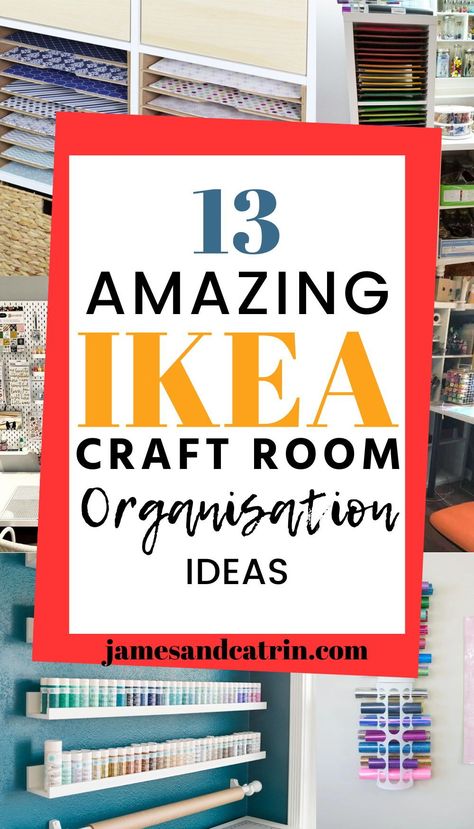 Craft, create and organise with these Ikea craft room organisation ideas. The best way to organise a craft room using affordable Ikea products. #ikeacraftroom #organisation #storage #ikeahacks Craft Room Ikea Ideas, Ikea Hobby Room Ideas, Ikea Pax Craft Storage, Art And Craft Room Decoration Ideas, Ikea Art Studio Ideas, Sewing Cupboard Ideas, Ikea Craft Storage Ideas, Craft Room Ikea Hacks, Organizing Ideas For Craft Room