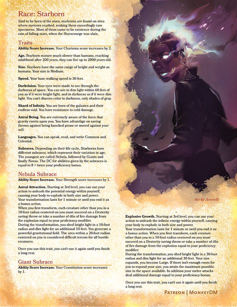 Custom Races Dnd, Dnd Class Ideas, Dnd Mixed Races, D&d Races Homebrew, D&d Races List, Dnd Race Homebrew, Dnd Hombrew Races, Spelljammer Dnd, Fantasy Races Ideas