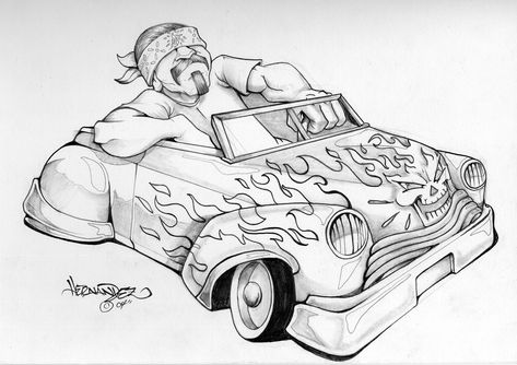 lowrider Sketches Graffiti, Lowrider Drawings, Graffiti Car, Lowrider Tattoo, Calaveras Art, Australia Style, Car Picture, Low Rider Girls, Cholo Art