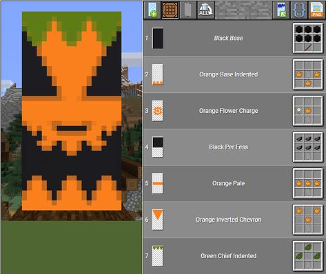 Halloween Minecraft Banners, Halloween Banner Minecraft, Minecraft Flags Banners, Cool Banner Designs Minecraft, Cool Minecraft Banners, Mc Banner, Minecraft Pumpkin, Minecraft Banner Patterns, Banner Patterns