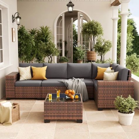 Patio Conversation Sets On Sale | Wayfair Patio Furniture Decor, Sectional Patio Furniture, Patio Conversation Sets, Deck Box Storage, Conversation Set Patio, Outdoor Sectional, Patio Furniture Sets, Game Room Furniture, Mudroom Furniture