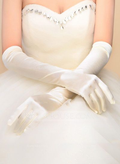 [US$ 5.99] Nylon Opera Length Bridal Gloves (014118015) Saloon Girls, Satin Gloves, Elbow Length Gloves, Formal Evening Wear, Formal Gloves, Opera Gloves, Wedding Gloves, Bridal Gloves, Light Ivory