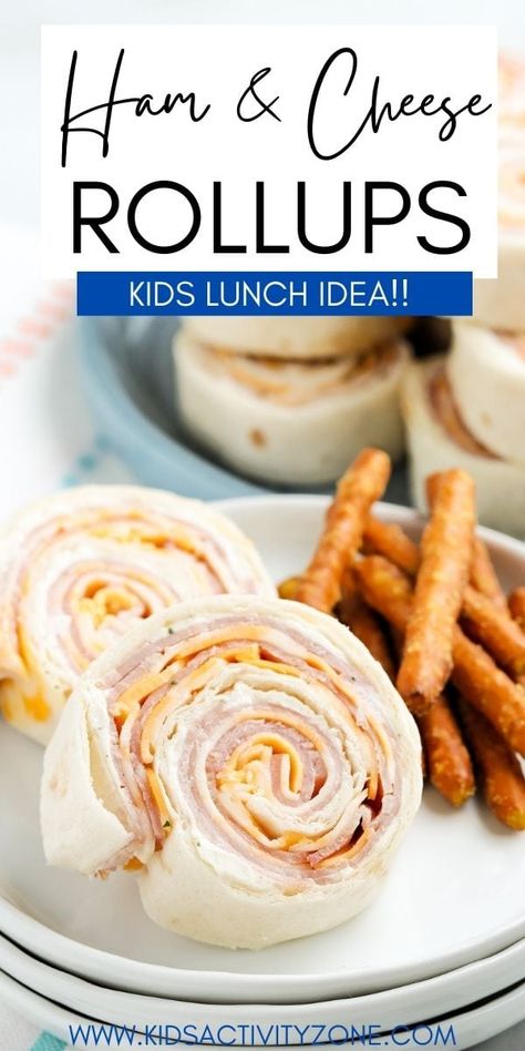 Ham and Cheese Roll Ups are an easy lunch ideas for kids or the perfect party appetizer. With only 6 ingredients they are so easy to make, plus can be prepped ahead of time. Make this quick and easy ham and cheese pinwheel recipe today! Ham Turkey Pinwheels, Pinwheels For Toddlers, Toddler Roll Ups Lunch Ideas, Kids Pinwheels Roll Ups, Pinwheel Sandwiches For Kids, Toddler Pinwheel Recipes, Birthday Lunch Ideas For Kids, Cheap Lunch Ideas For Kids, Christmas Lunch Ideas For Kids