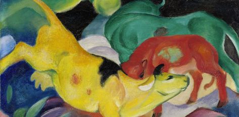 Blue Rider, Yellow Art Print, Franz Marc, Classic Art Prints, Cow Painting, Modern Artists, Red Green Yellow, Art Sur Toile, Art Works