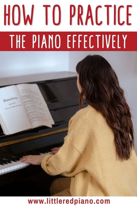 woman playing piano with text 'how to practice the piano effectively' Practicing Piano, How To Learn Piano, Practice Piano, Learn To Play The Piano, Popular Piano Sheet Music, Music Theory Piano, Beginner Piano Music, Piano Pedagogy, Piano Chords Chart