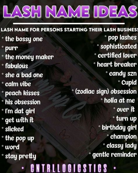 Buisness Name Ideas, Small Business Plan Ideas, Lash Names, Successful Tips, Eyelash Business, Beauty Room Salon, Small Business Instagram, Startup Business Plan, Lash Business