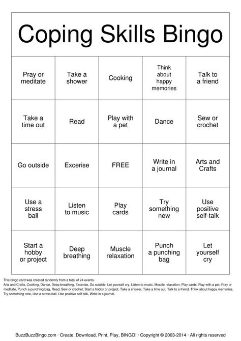 Download Coping Skills  Bingo Cards                                                                                                                                                      More Coping Skills Bingo, Attachment Therapy, Alcoholic Recovery, Group Therapy Activities, Coping Skills Activities, Bingo Party, Tv Watching, Recreation Therapy, Social Skills Groups