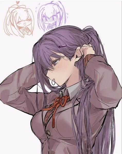 Doki Doki Literature Club Fanart, Yuri Doki Doki Literature Club, Doki Doki Literature Club, Doki Doki, Literature Club, New Style, Literature, On Twitter, Purple