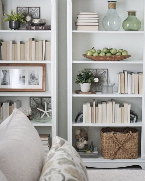 Creative Bookshelf Styling and Layering Tricks Bookshelf Styling With Books, Styling With Books, Loft Decorating Ideas Upstairs, Bookshelf Styling Living Room, Minimalist Bookshelves, Wall Unit Decor, Shelf Decor Bedroom, Creative Bookshelves, Bookshelves In Bedroom