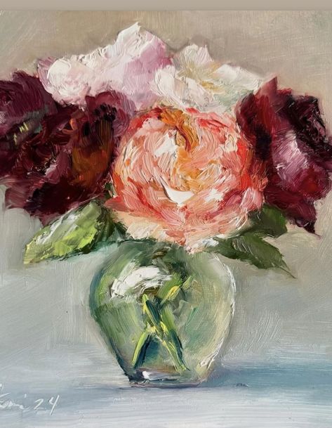 Painting Peonies, Wood Cradle, Deep Art, Be Beautiful, Original Oil Painting, Original Oil, Art Boards, Floral Art, Take Care