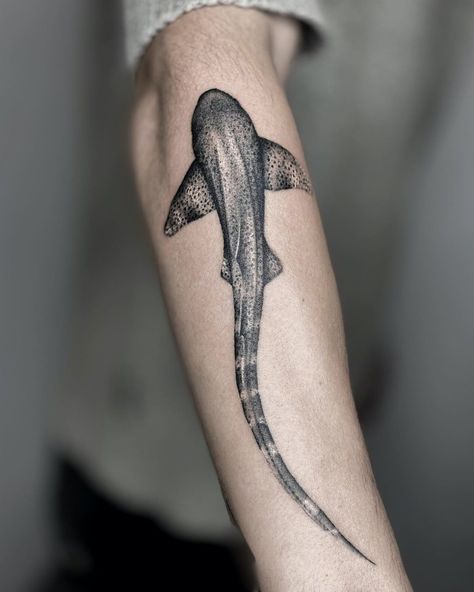 Leopard Shark Tattoo, Hai Tattoo, Stingray Tattoo, Leopard Shark, Funky Tattoos, Vegan Tattoo, Shark Tattoo, Ocean Tattoos, Shark Tattoos