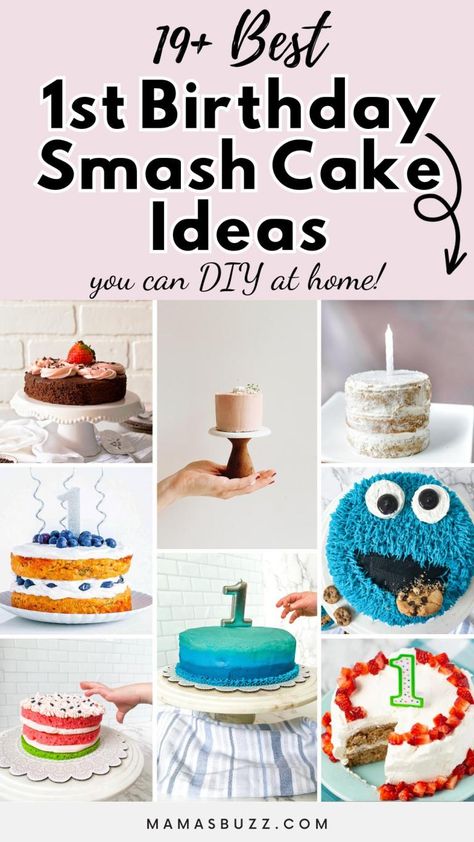 19 Smash Cake Ideas & Recipes For Baby’s 1st Birthday Easy 1st Birthday Cake, Smash Cake Ideas, Recipes For Baby, Baby's 1st Birthday, Baby's First Birthday, 1st Birthday Cake, Smash Cake, Birthday Cakes, Cake Ideas