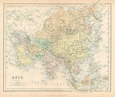 Asia map, 1864 Asia Map Aesthetic, Map Aesthetic, Asia Aesthetic, Asia Map, Atlas Map, World Map, Vintage World Maps, The Globe, Globe