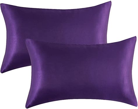 AmazonSmile: Bedsure Satin Pillowcase for Hair and Skin Queen - Plum Purple Silk Pillowcase 2 Pack 20x26 inches - Satin Pillow Cases Set of 2 with Envelope Closure : Home & Kitchen Silk Pillow Cases, Satin Pillow, Luxury Pillows, Satin Pillowcase, Mesh Laundry Bags, Deep Wrinkles, Gray Silk, Silk Pillow, Skin Benefits