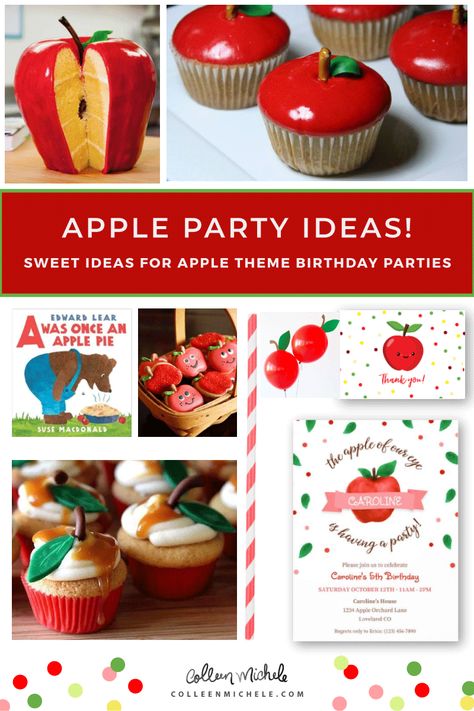 Apple Party Ideas, Apple Themed Party, Apple Theme Parties, Apple Printable, Apple Party, Apple Birthday, Apple Cakes, Themed Party Ideas, Pumpkin 1st Birthdays