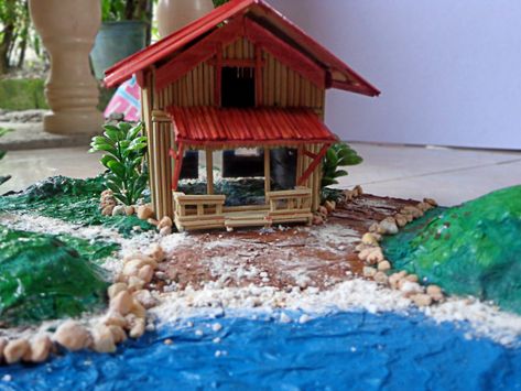 bahay kubo concept by xxreikachan06 Bahay Kubo Miniature, Bahay Kubo, Toy Design, Gingerbread House, Gingerbread, Art Projects, Recycling, Miniatures, Real Estate