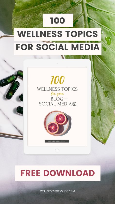 We all have those mind-blank moments when we don't know what to post about on social media. That's why I created this FREE list of 100 health and wellness topics to inspire your posts on Instagram and beyond. When you click through, you'll land on a post with 25 ideas to get you started. Scroll down the page to find the full list to download and keep on hand when you need it. Then, don't forget to scroll to the bottom of the page and sign up for a monthly free photo to help perk up your feed Health And Wellness Booth Ideas, Health Coach Social Media Posts, Health Instagram Post Ideas, Instagram Wellness Post Ideas, Content Ideas For Health And Wellness, Instagram Health Posts, Wellness Instagram Post Ideas, Health And Wellness Instagram Feed, Wellness Categories