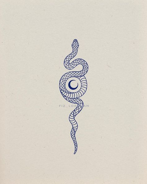 Snake Spiral Tattoo, Evil Eye Snake Tattoo, Snake Moon Tattoo, Kundalini Tattoo, Bio Drawing, Small Snake Tattoo, Tattoo Snake, Circle Tattoo, Snake Tattoo Design