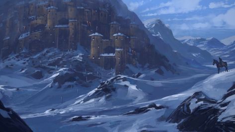 ArtStation - Snowy castle Snowy Castle, Dnd Places, Concept Landscape, Rangers Apprentice, Witch Series, Sims Builds, Iron Mountain, Dnd Ideas, Winter City