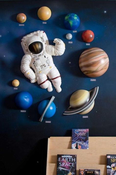 Galactic Bedroom, Outer Space Bedroom Decor, Boys Space Room, Boys Space Bedroom, Outer Space Room, Outer Space Bedroom, Outer Space Crafts, Space Crafts For Kids, Outer Space Decorations