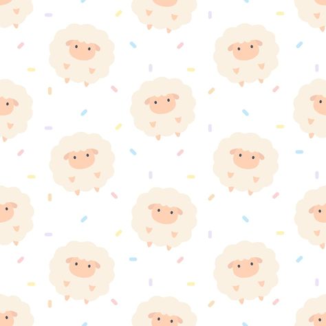 Cute Sheep Wallpaper, Cute Seamless Pattern, Lion Illustration, Eid Al-adha, Baby Sheep, Flash Tattoo Designs, Vintage Flash, Cute Kawaii Animals, Cat Paw Print