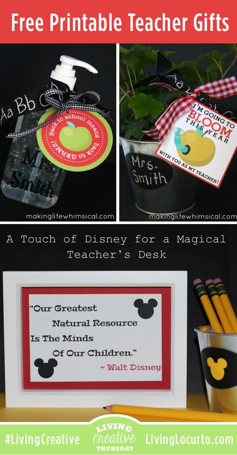 Free Printable Teacher Gift Ideas Featured on Living Creative Thursday at LivingLocurto.com #LivingCreative Mouse Cookies, Minnie Mouse Cookies, Disney Quote, Disney Sign, Teacher Gift Ideas, Teacher Craft, Teachers Diy, Staff Gifts, Mickey And Minnie Mouse