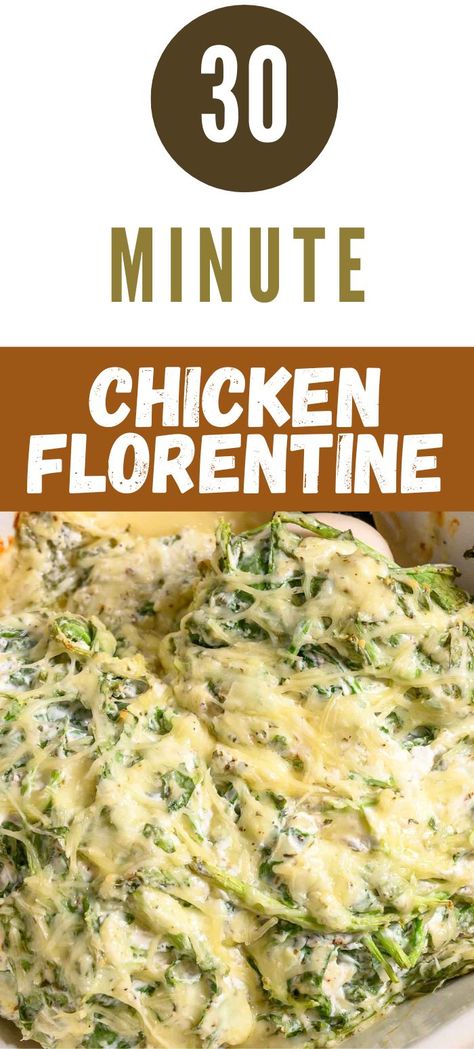 Creamy Chicken Florentine Creamy Chicken Florentine, Chicken Spinach Lasagna, Chicken Florentine Recipe, Chicken Florentine Casserole, Florentine Recipe, Creamy White Sauce, Florentines Recipe, 30 Minute Meals Healthy, Chicken Florentine