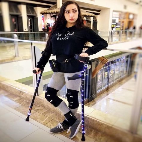 Cripplepunk Aesthetic, Crutches Pose Reference, Mobility Devices, Disabled Fashion, Forearm Crutches, Lightweight Wheelchair, Wheelchair Women, Leg Braces, Color Palette Yellow