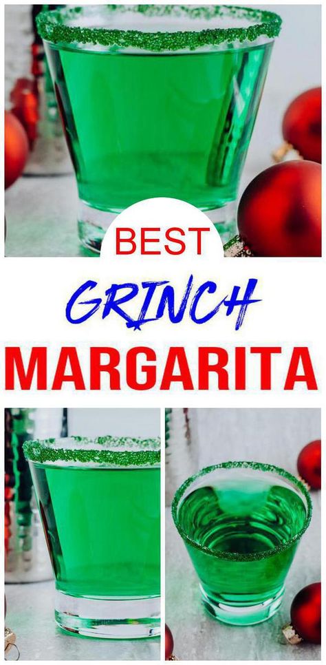 Need to get in the Christmas spirit? Check out this Grinch margarita. BEST Christmas margarita to please any crowd. Easy alcohol drink recipe for your Christmas table. Simple alcoholic drink for best green margarita. Tequila liquor Christmas margarita everyone will love. Tasty & delish cranberry margarita w/ tequila & triple sec. Homemade Christmas alcoholic drink idea to make today. Grinch drink w/ alcohol you will love. For more #alcohol drinks see KimspiredDIY #margarita Green Alcoholic Punch For A Party, Green Tequila Drinks, Grinch Themed Alcoholic Drinks, Grinch Adult Drink, Green Christmas Drinks Alcohol, Green Tequila Cocktail, Grinch Holiday Drink, Easy Christmas Margarita, The Grinch Drink Recipe