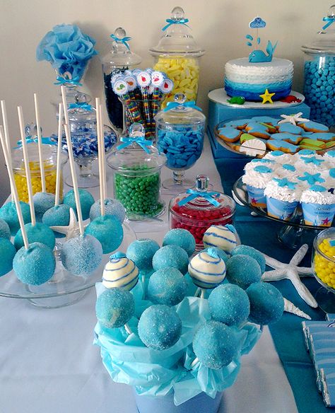 Under the sea birthday party - printables from Chickabug Sea Dessert, Water Birthday Parties, Water Birthday, Sea Party Ideas, Sea Baby Shower, Bowling Party, Birthday Party Printables, Sea Birthday Party, Birthday Candy