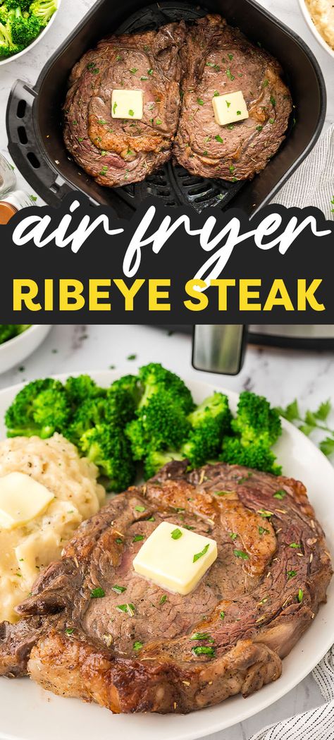 Air Fryer Ribeye Steak | AirFried.com Ribeye Steaks In Air Fryer, Steaks In Air Fryer, Air Fryer Ribeye Steak, Air Fryer Ribeye, Ribeye Steak Recipe, Ribeye Steak Recipes, Steak Kabobs, Airfryer Recipes, Vegetarian Sides