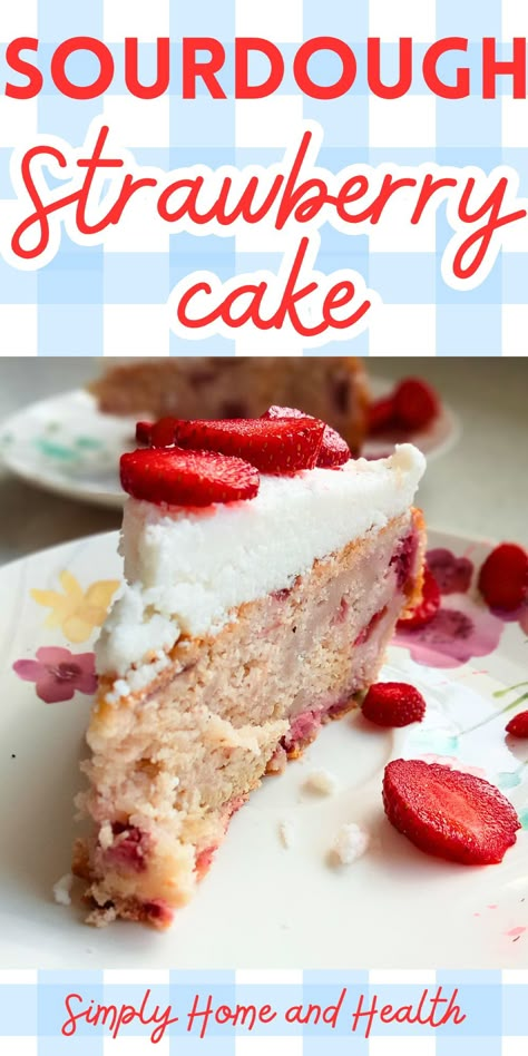 Get ready for a mouthwatering adventure! Elevate your baking game with our Sourdough Strawberry Cake – a symphony of tangy sourdough and luscious strawberries that will make your taste buds dance! This Sourdough Starter Recipe is perfect for both beginners and baking enthusiasts! #SourdoughStrawberryCake #BakingMagic #DeliciousDesserts" Sourdough Discard Vanilla Cake, Sourdough Recipes With Starter, Sourdough Treats, Sourdough Strawberry, Sourdough Ideas, Sourdough Desserts, Everything Sourdough, Using Sourdough Starter, Recipe Using Sourdough Starter