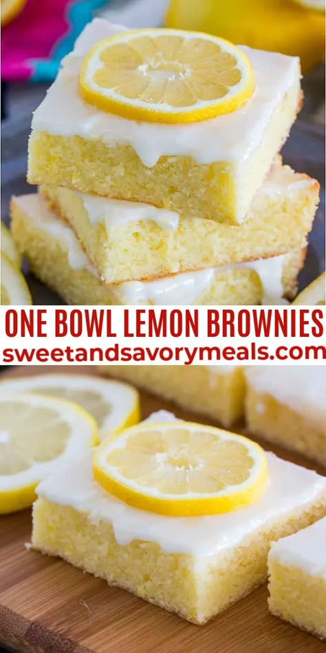 Fresh Lemon Recipes, Lemon Brownies, Savory Meals, Lemon Dessert Recipes, Lemon Drink, Dessert Simple, Dessert Aux Fruits, Lemon Glaze, Lemon Flavor