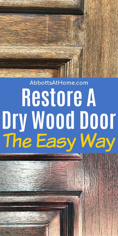 Before and After Image of a sun damaged wood door for a post about how to restore the finish on a door. Refinishing Front Door Wood, Refinish Front Door Wood, Wood Front Door Ideas, Door Refinishing, Wooden Outdoor Door, Stained Front Door, Knotty Pine Doors, Wooden Front Door, Cedar Door