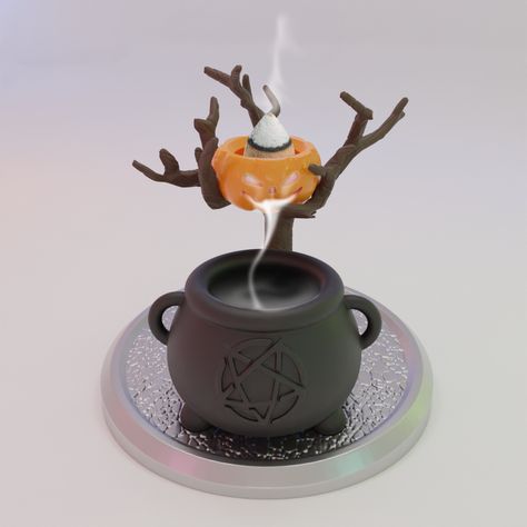 Cauldron Incense Burner, Backflow Incense Burner Diy Clay, Backflow Incense Burner Diy, Pumpkin Cauldron, Crea Fimo, Pumpkin Template, Backflow Incense Burner, Halloween Clay, Backflow Incense