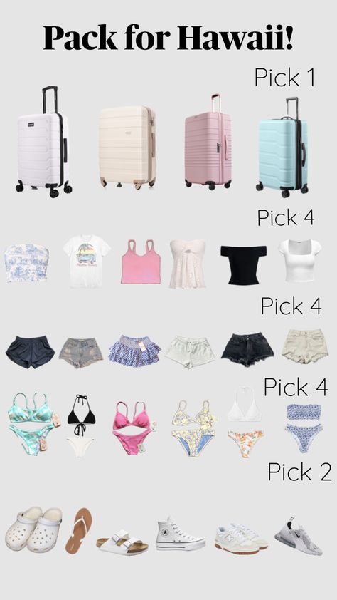 Preppy#aesthetic #pack for Hawaii! Pack With Me For Hawaii, What To Pack For Hawaii Vacation, Pack For Hawaii Vacation, Packing For Hawaii, Florida Packing, Pack For Hawaii, Hawaii Packing List, Packing List For Vacation, Packing Lists