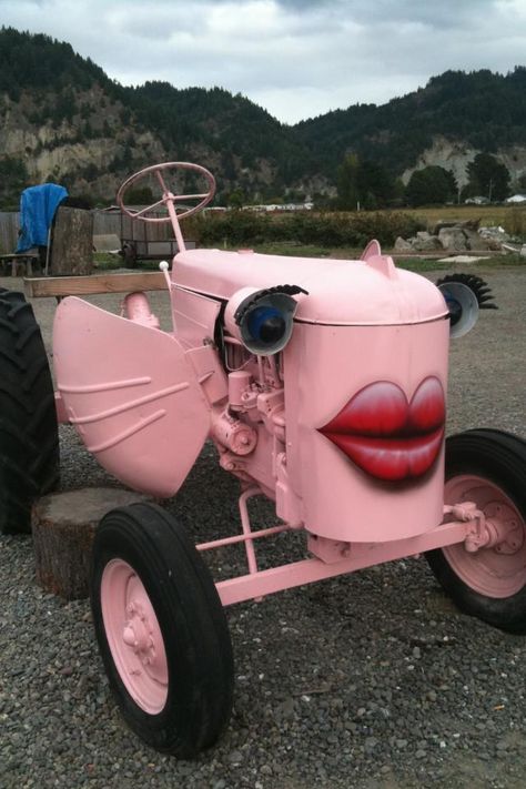 Things I like Pink Tractor, Pink Cars, Old Pink, Tractor, Wheel, Lips, Cars, Pink