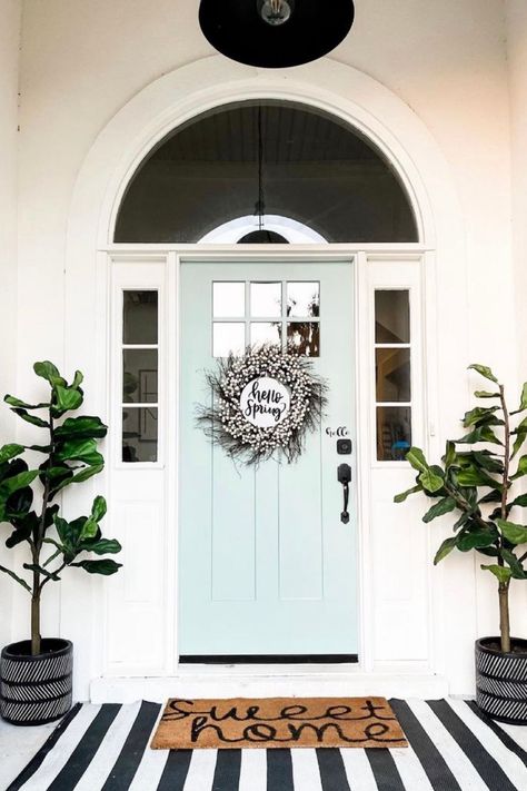 The best front door colors to add a ton of curb appeal to your home. Including blue, pink, black, yellow, orange and so much more! #frontdoorcolors Fun Front Door Colors, Fun Front Door, Bright Front Doors, Front Door Images, Best Front Door Colors, Exterior Door Colors, Pink Front Door, Yellow Front Doors, Best Front Doors