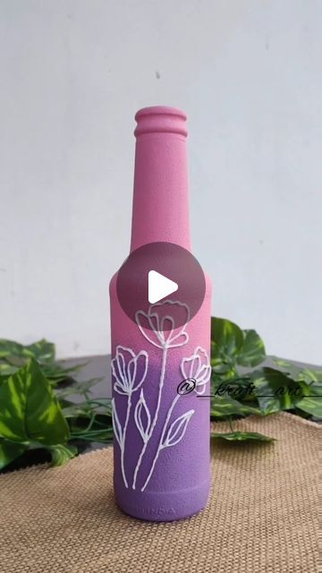 Achalya Ashok on Instagram: "A simple bottle art for everyone to try.   Materials used in this video:  🎨A clean glass bottle 🎨White gesso for base 🎨Chalk paints 🎨3D outliner  Give it a try and do tag me.😊  #_kraft_art_#bottleart #reelsinstagram #reels #trending #viral #homedecor #tutorial #easy #easyart #bottlepainting #chalkpaint #hobbyideasindia #pinterest #artoftheday #artwork #bottleartlovers #diy #art #artist #simpledesign" Glass Bottles Art Paint Easy, 3d Outliner Art, Simple Bottle Art, Bottle Art Projects, Plastic Bottle Art, Shake Bottle, Glass Bottles Art, Pink Bottle, Abstract Floral Paintings