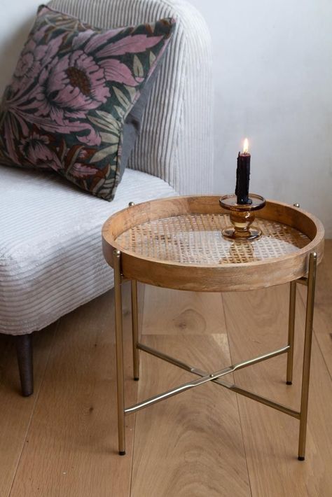 Wood And Metal Table, Unique Side Table, Quirky Home, Rattan Side Table, Cane Furniture, Rockett St George, Rattan Table, Rattan Dining Chairs, Metal Side Table