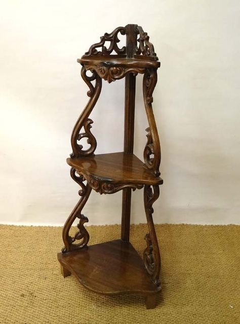 Victorian Style Rosewood Three Tier Corner Shelf Tiered Corner Shelf, Victorian Corner Shelves, Antique Corner Shelf, Nanaimo Bar, Wooden Corner Shelf, Circle Drive, Wall Shelving Units, Diy Diwali Decorations, Dream Furniture