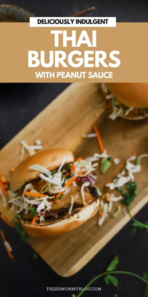 Thai Burgers With Peanut Sauce and 5 Barbeque Side Ideas for the Win | Fresh Mommy Blog Thai Burgers, Bbq Dinner Ideas, Teriyaki Pineapple Burger, Thai Burger, Teriyaki Burgers With Grilled Pineapple, Thai Mango Salad, Shake Recipes Healthy, Side Ideas, Thai Peanut Sauce