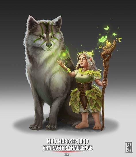 ArtStation - Noorie Enid the Halfling Druid Druid Character Art, Halfling Druid, Fantasy Ocs, Dnd Halfling, Gnome Dnd, Druid Costume, Fantasy Friends, Character Challenge, Dice Dragon